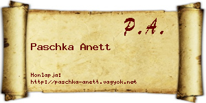 Paschka Anett névjegykártya